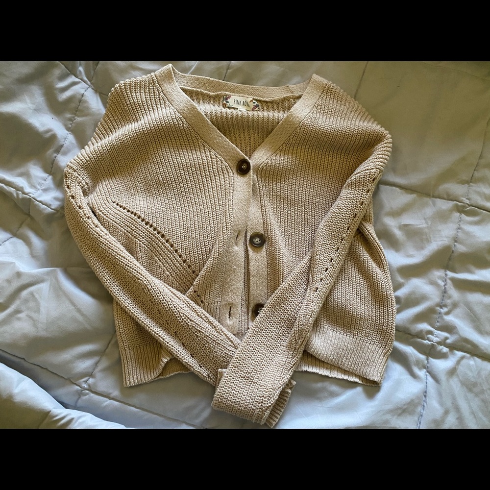 Cropped button up sweater cardigan